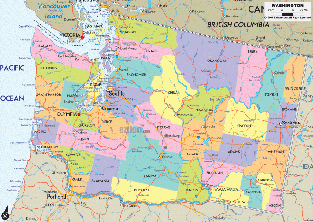 Map Of Washington - Detailed Washington Map With Cities, Counties | Detailed Map Of Washington State Usa
