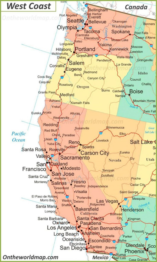 Map Of West Coast Of The United States | Map of USA West Coast States
