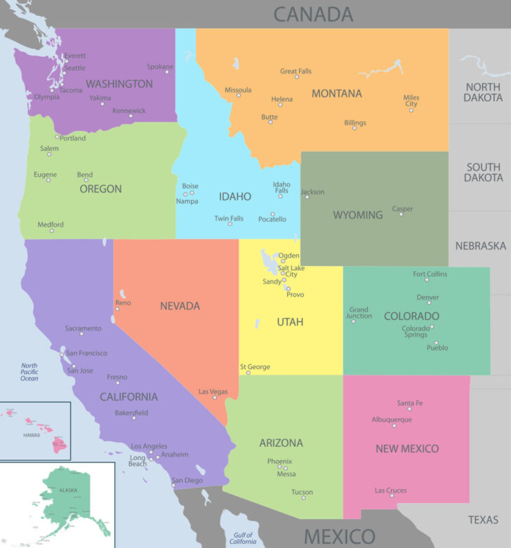 Map of West Coast USA