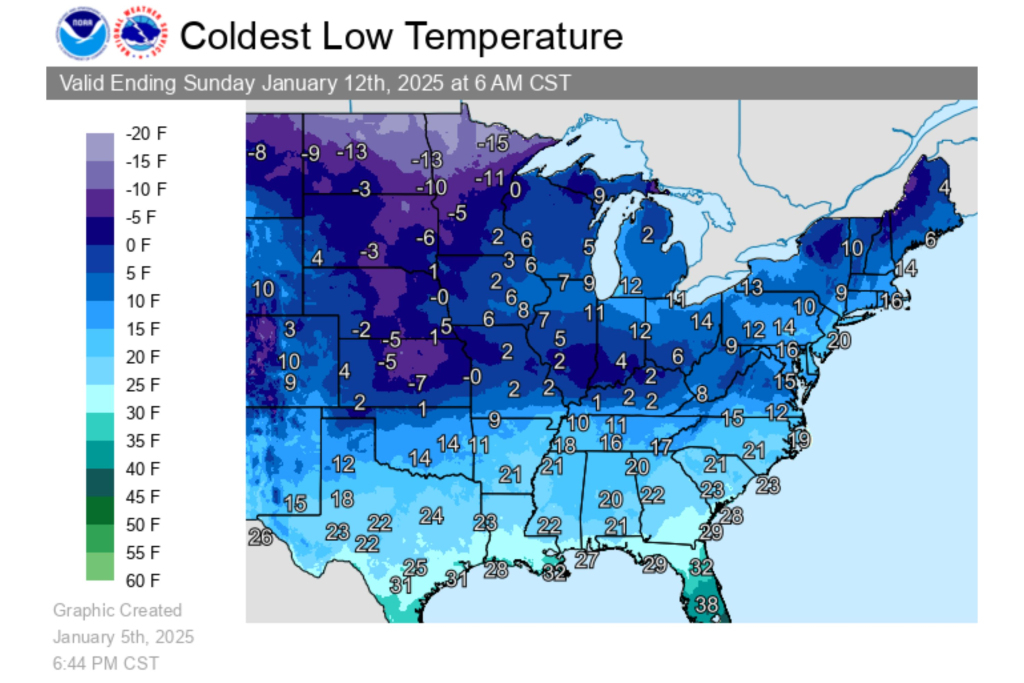 Map Shows States Facing Coldest Weather As Temperatures Plunge | Map of Weather in USA