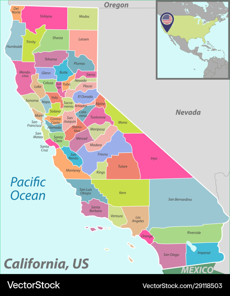 Map State California Usa Royalty Free Vector Image | Map Of California State Usa