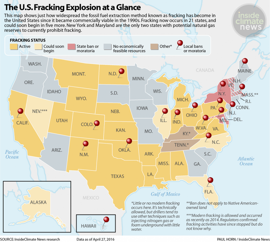 Map: The Fracking Boom, Statestate - Inside Climate News | Map of Fracking in the USA