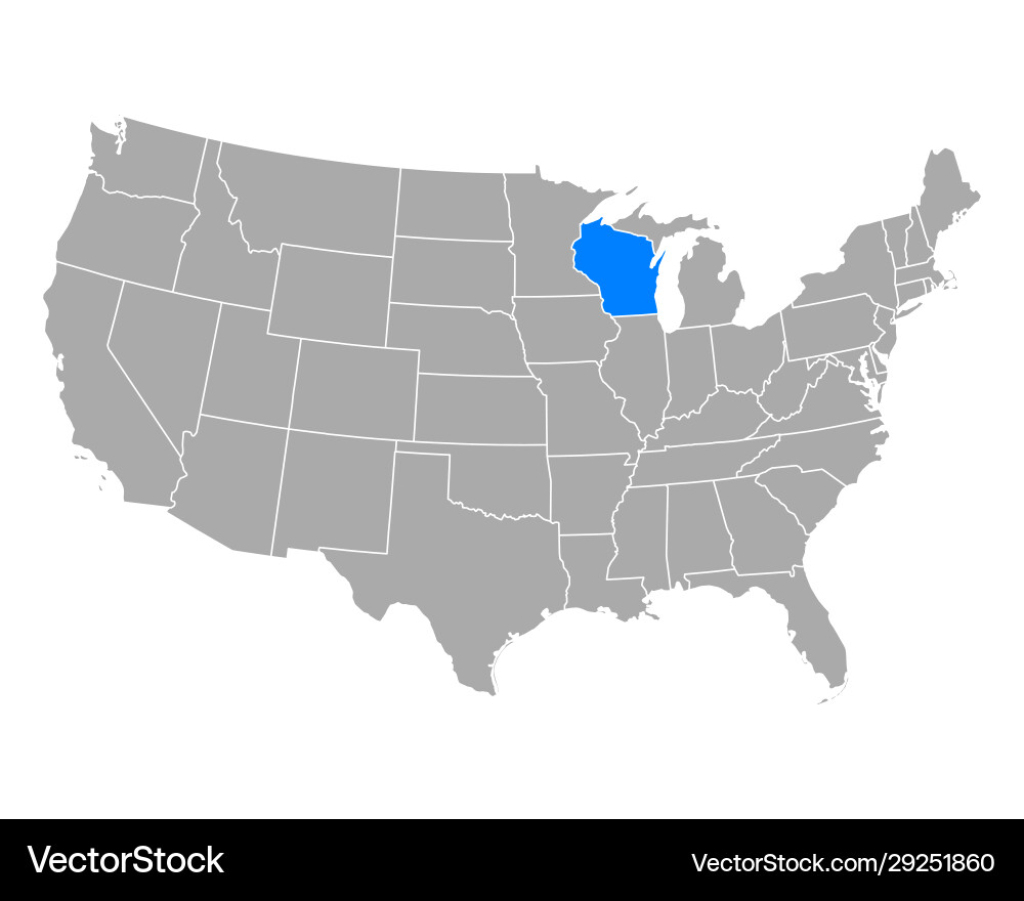 Map Wisconsin In Usa Royalty Free Vector Image | Wisconsin On Map Of Usa