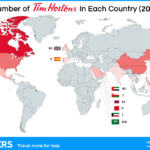 Map With The Number Of Tim Hortonscountry   Flytrippers | Map Of Tim Hortons In Usa