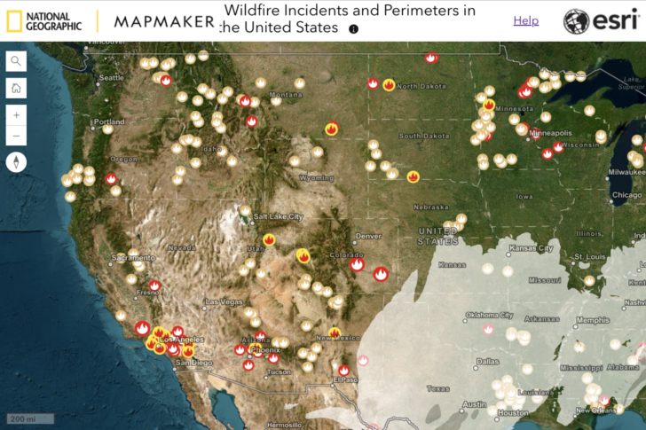 Map of Fires in USA