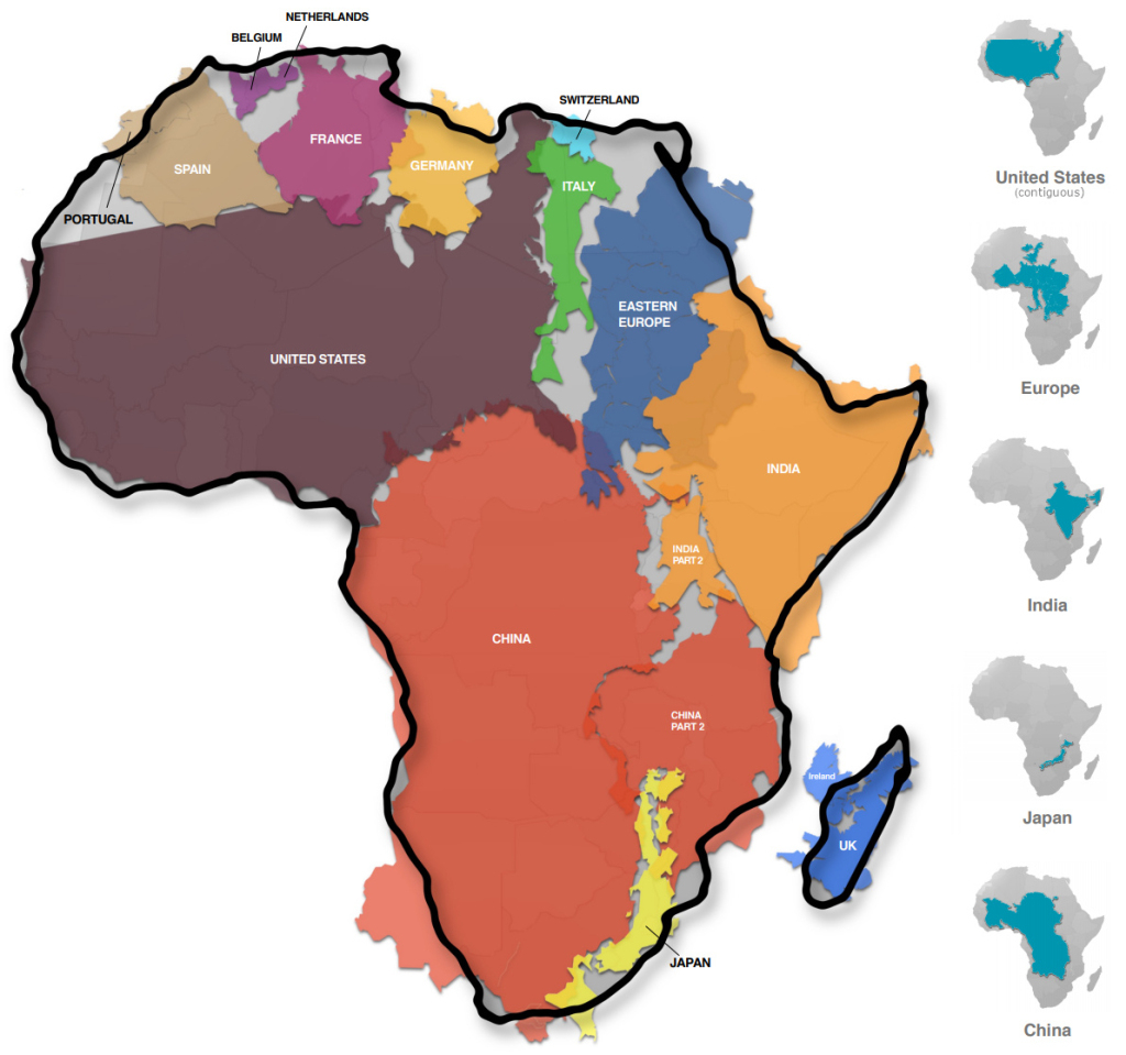 Mapped: Visualizing The True Size Of Africa - Visual Capitalist | Map of Africa and USA