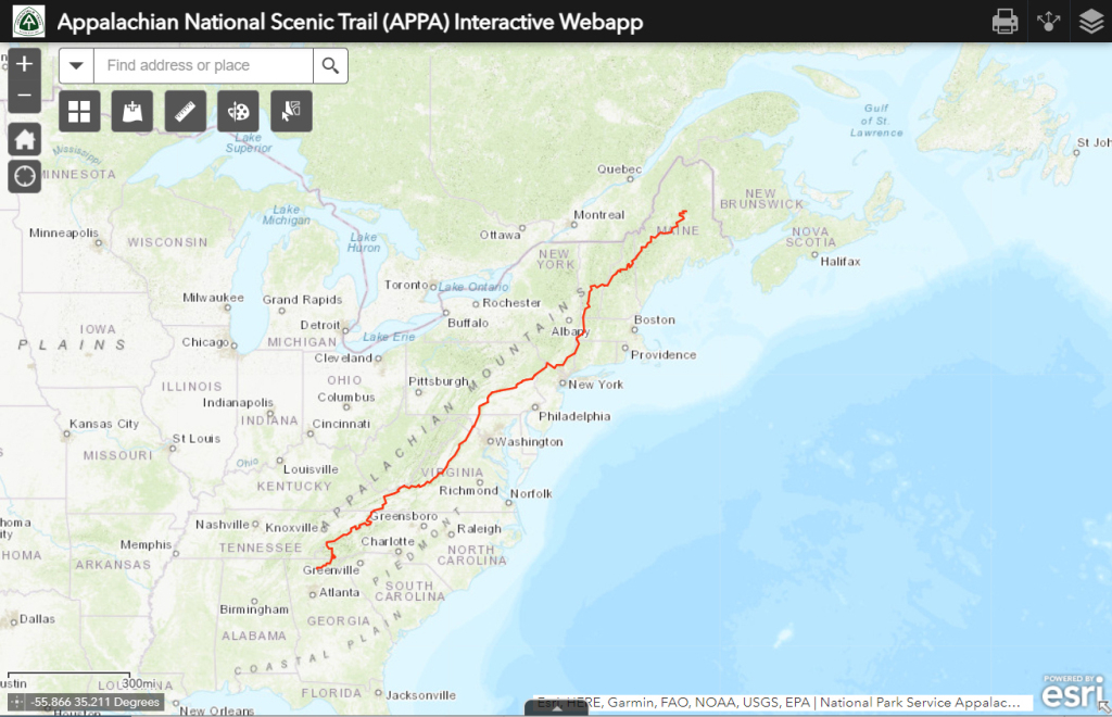 Maps - Appalachian National Scenic Trail (U.s. National Park Service) | Map of USA Appalachian Mountains