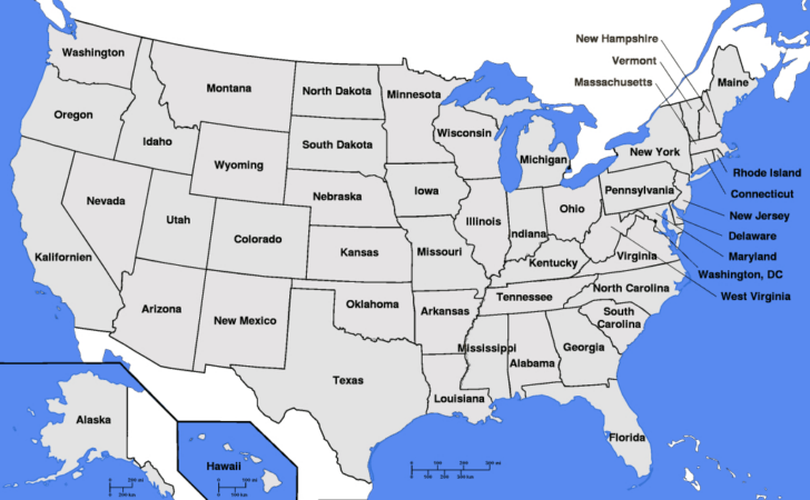 Map of USA and Names