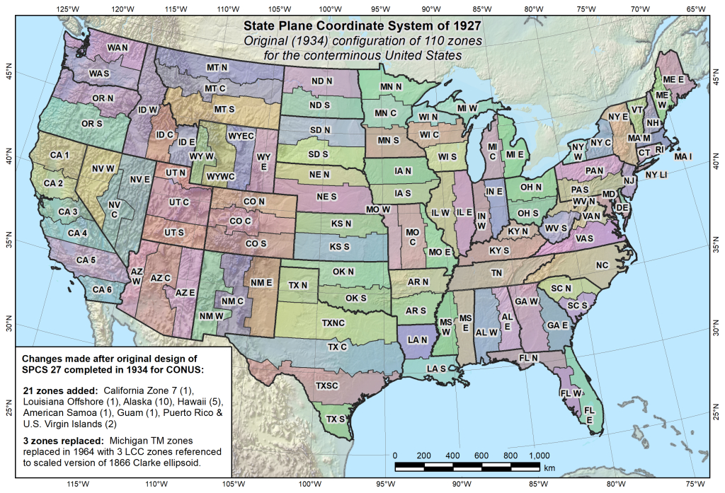Maps - State Plane Coordinate Systems (Spcs) - Tools - National | Map Of Usa With Coordinates