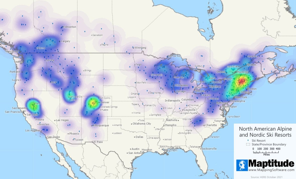 Maptitude Map: North American Ski Resorts | Map Of All Ski Resorts In Usa