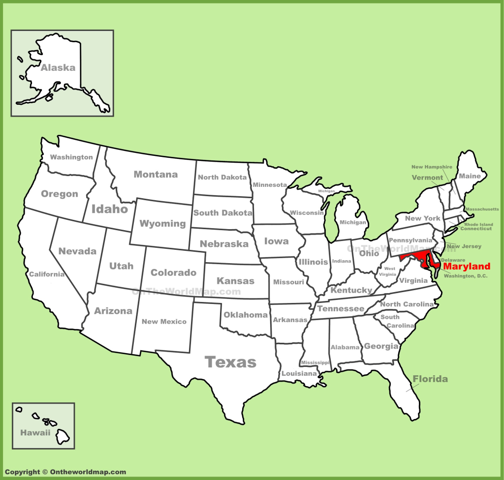 Maryland Location On The U.s. Map - Ontheworldmap | Maryland On A Map Of Usa