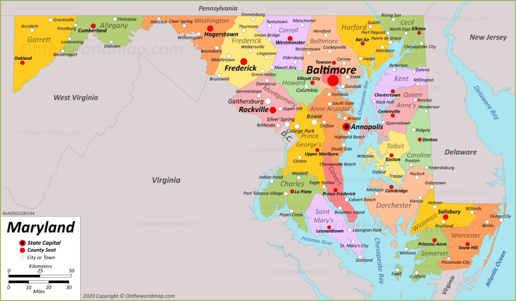 Maryland State Map | Usa | Maps Of Maryland (Md) | Map Of Maryland Usa Cities