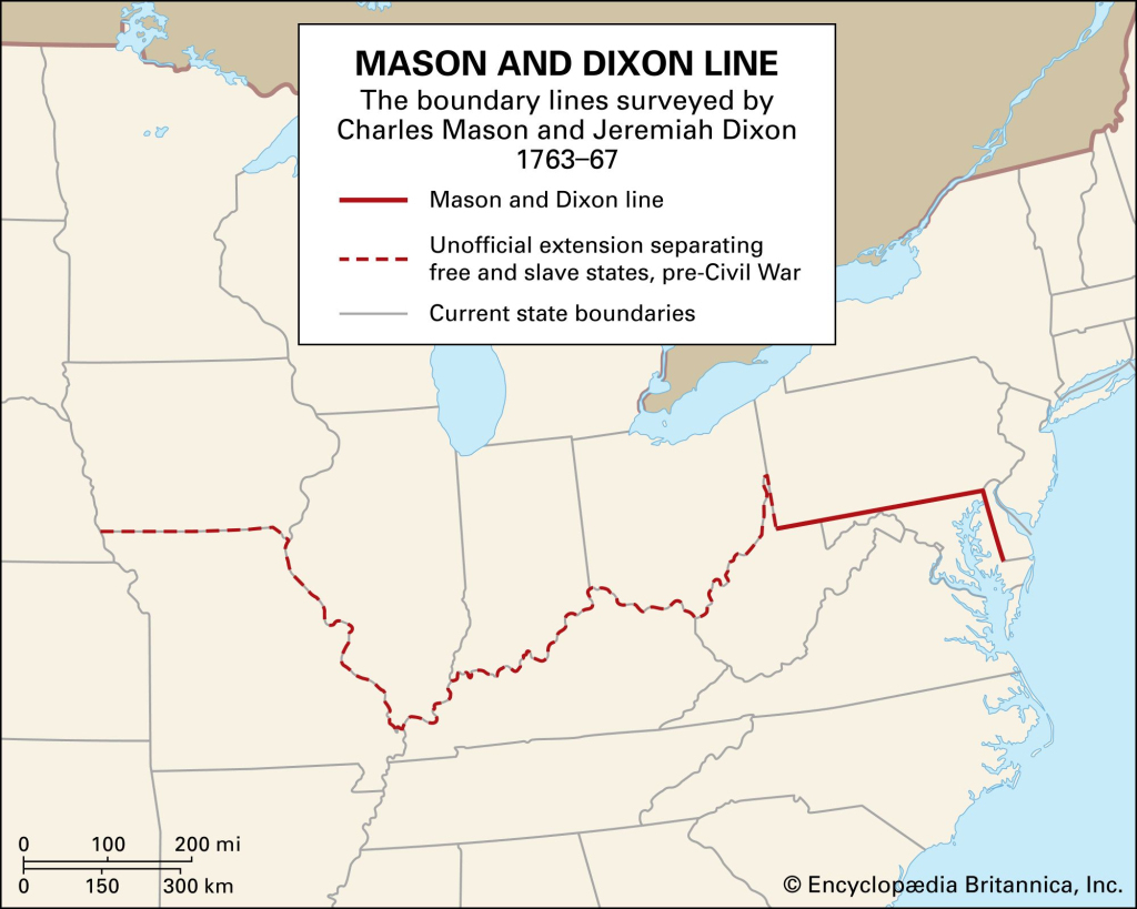 Mason-Dixon Line | Definition, Significance, &amp;amp; Facts | Britannica | Map of USA Mason Dixon Line
