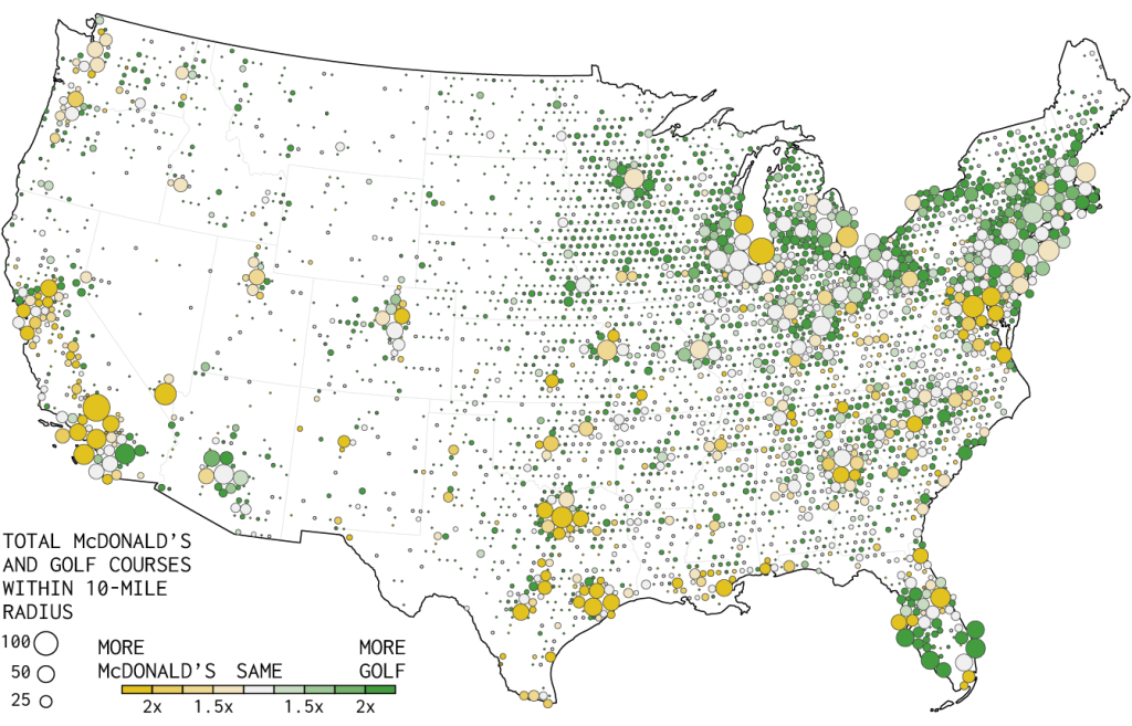 Mcdonald&amp;#039;S Locations Vs. Golf Courses – Flowingdata | Map of All Mcdonald in USA
