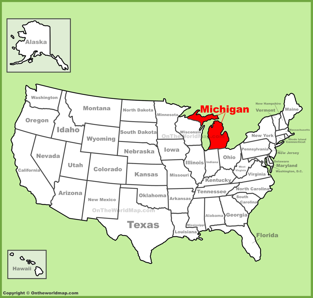 Michigan Location On The U.s. Map - Ontheworldmap | Michigan on Map of USA