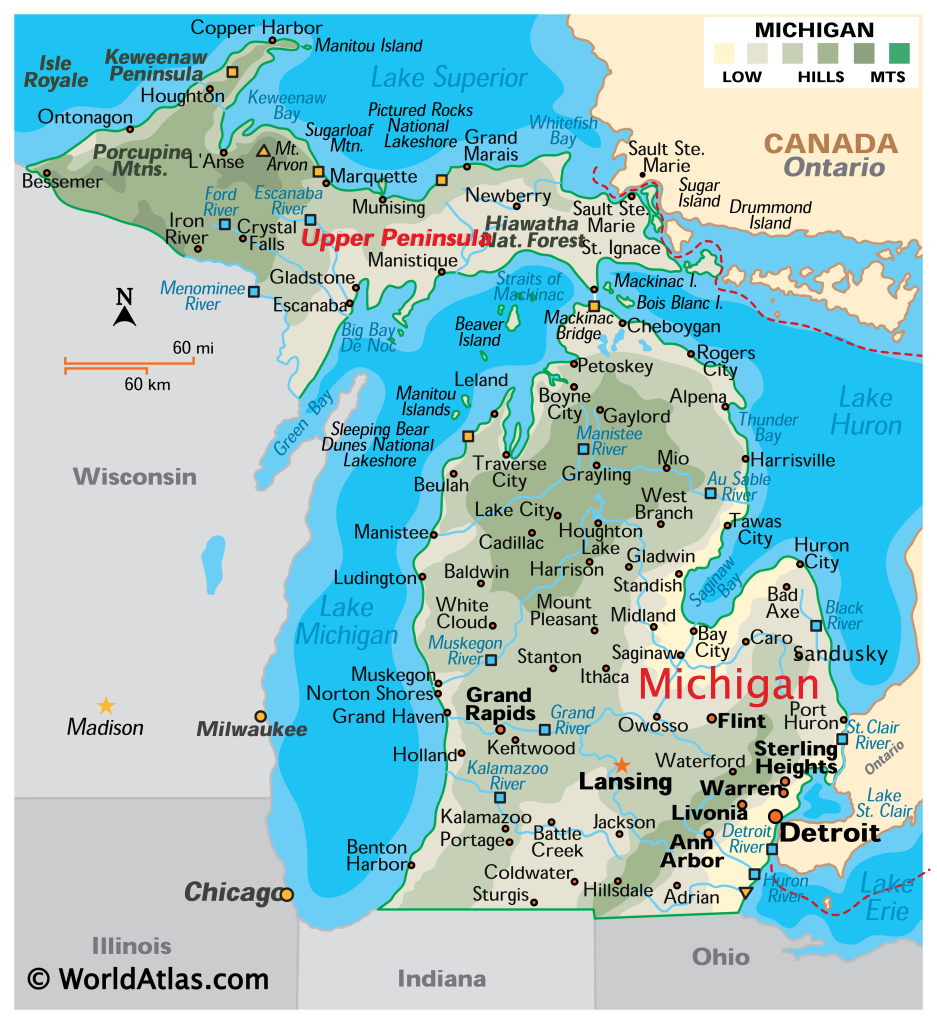 Michigan Maps &amp;amp; Facts - World Atlas | Map of Michigan in USA