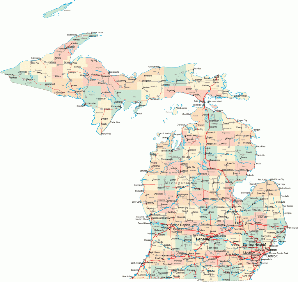 Michigan Road Map - Mi Road Map - Michigan Highway Map | Road Map Of Michigan Usa