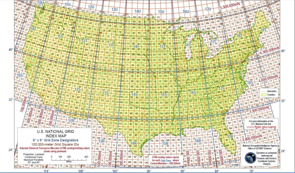 Military Grid Reference System | Map of USA with Coordinates