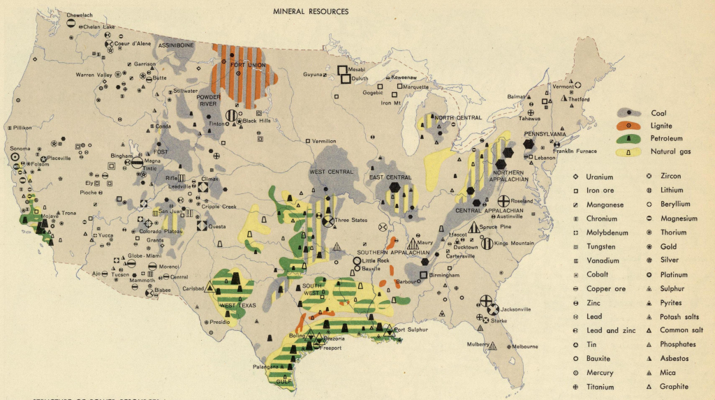 Mineralische Ressourcen Der Vereinigten Staaten (Karte Aus Den | Natural Resources Of Usa Map