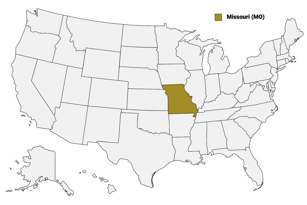 Missouri Counties Map | Mappr | Missouri on a Map of USA