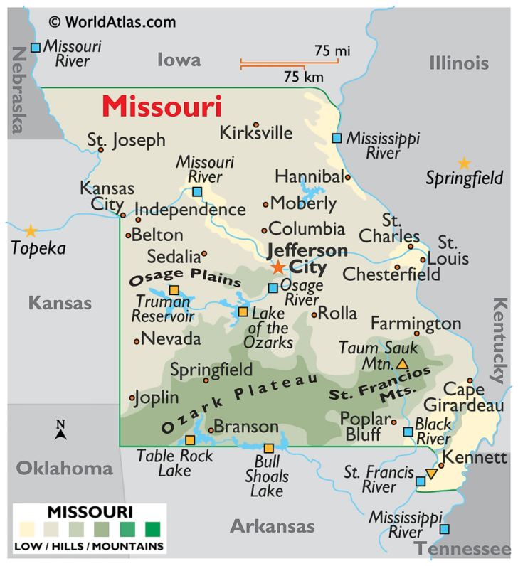Missouri on a Map of USA