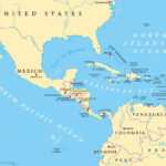 Mittelamerika Politische Karte Mit Großbuchstaben Und Grenzen | Map Of Usa Mexico And Central America