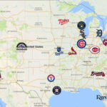 Mlb Map | Teams | Logos   Sport League Maps | Map Of Mlb Stadiums In Usa