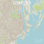 Mobile Alabama Us City Street Map Digital Artfrank Ramspott | Map Of Mobile Alabama USA