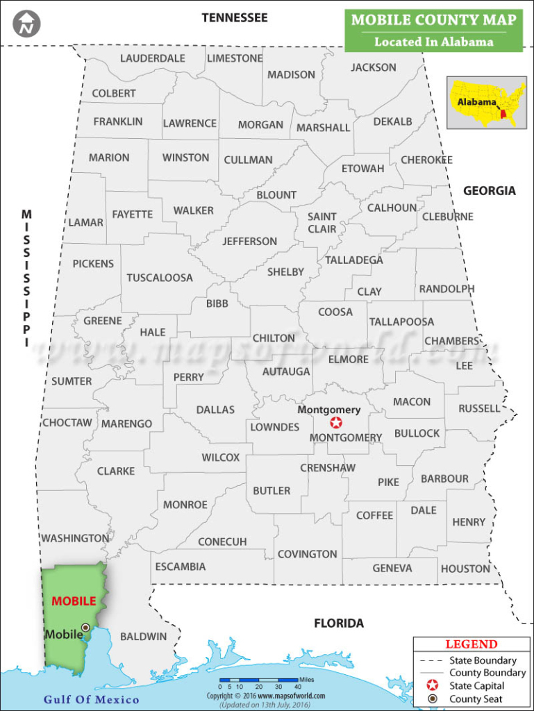 Mobile County Map, Alabama | Map of Mobile Alabama USA