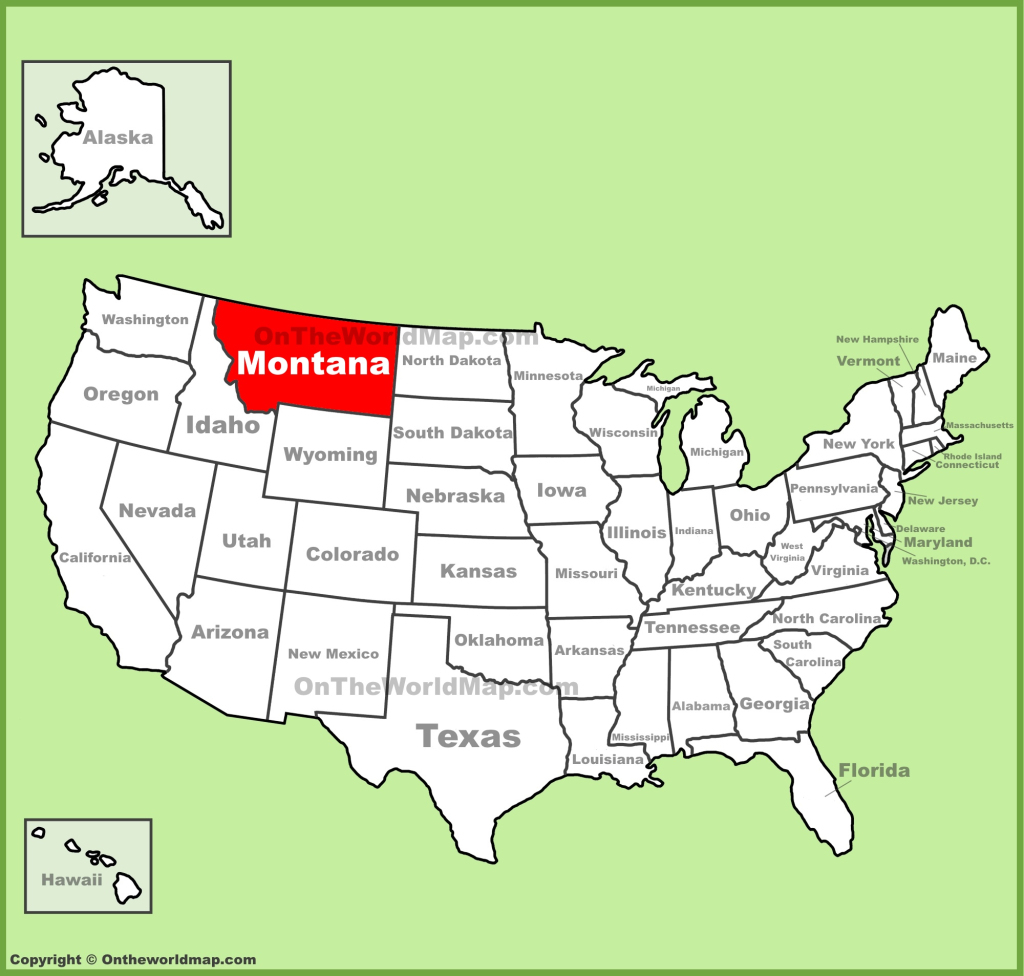 Montana Location On The U.s. Map - Ontheworldmap | Montana On Map Of Usa
