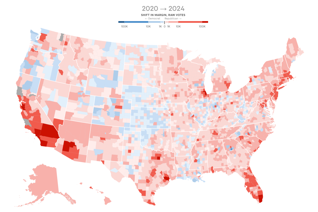 Most Of The Country Shifted Right In The 2024 Presidential | Political Map Of Usa 2024