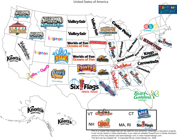 Map of Amusement Parks USA
