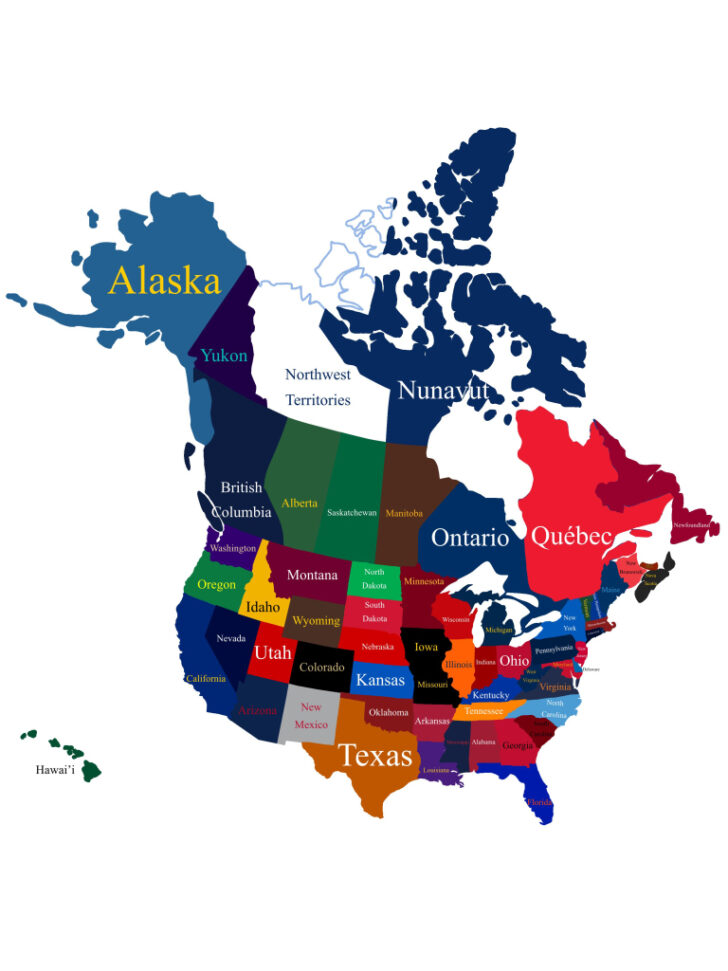 Map of Canada & USA with States