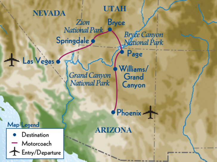 Map of National Parks in Southwest USA