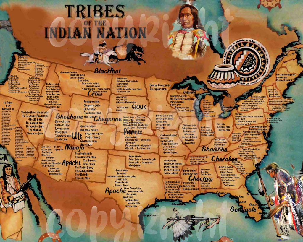 Native American Indians Tribal Map United States Includes Tribal Names And Locations Most Complete Map And Detail Online | Native American Map of USA