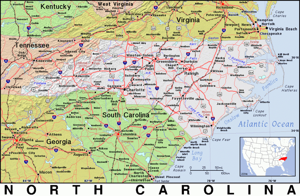 Nc · North Carolina · Public Domain Mapspat, The Free, Open | Map Of North And South Carolina Usa