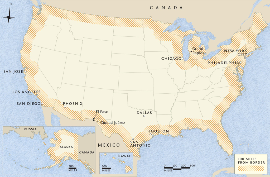 Nearly Two-Thirds Of All Americans Live Within The Border Zone | Map Of Immigration Checkpoints In Usa