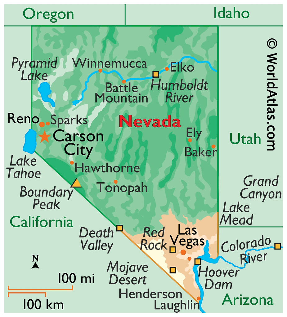 Nevada Maps &amp;amp; Facts - World Atlas | Map Of Nevada And Arizona Usa