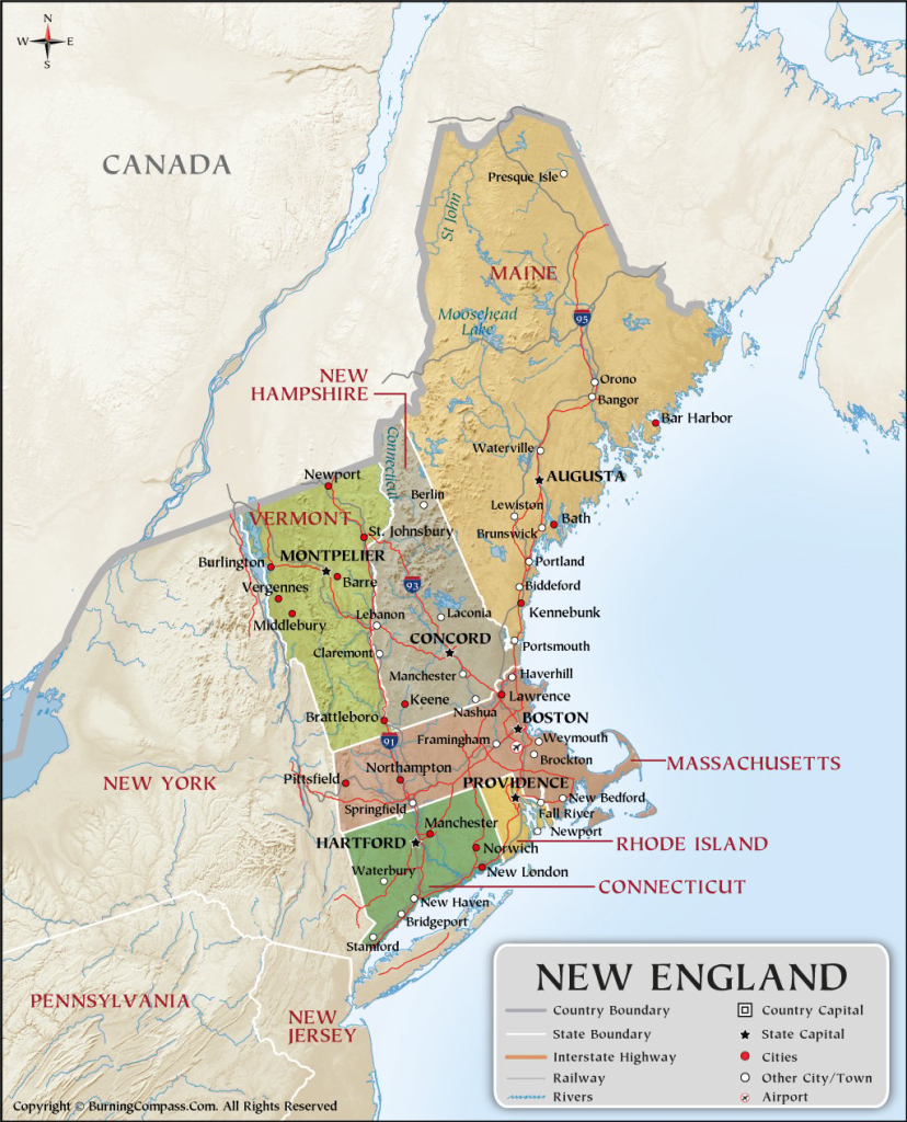 New England Map Usa, New England States Map | Map of New England States USA