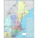 New England Regional Wall Map With Multi Color Statesmapshop | Map Of New England USA With Cities