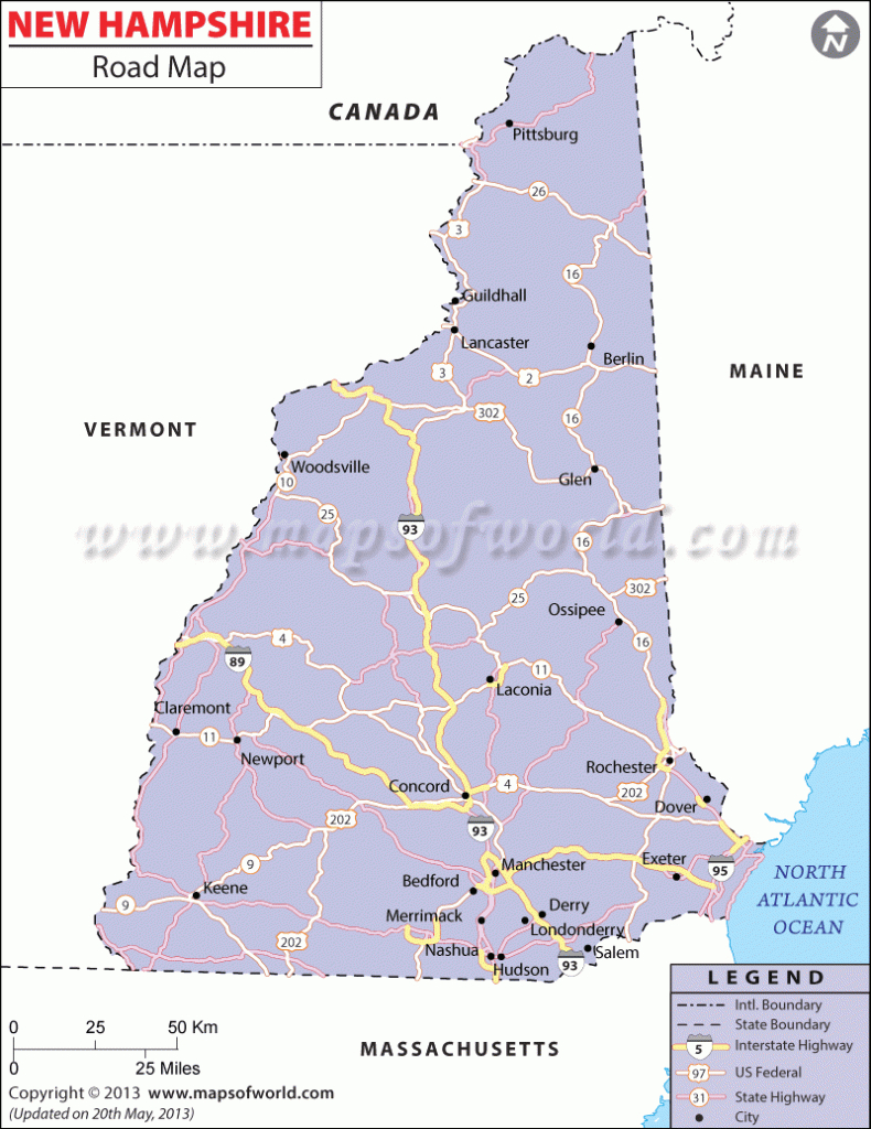 New Hampshire Road Map | Map Of Nh Road | Road Map Of New Hampshire Usa