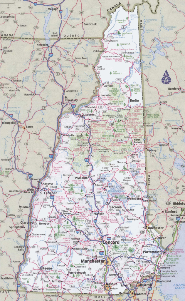 New Hampshire Road Map - Ontheworldmap | Road Map of New Hampshire USA