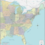 New High Detail Wall Map Eastern Usa Laminated | Printable Map Of Usa Eastern Half