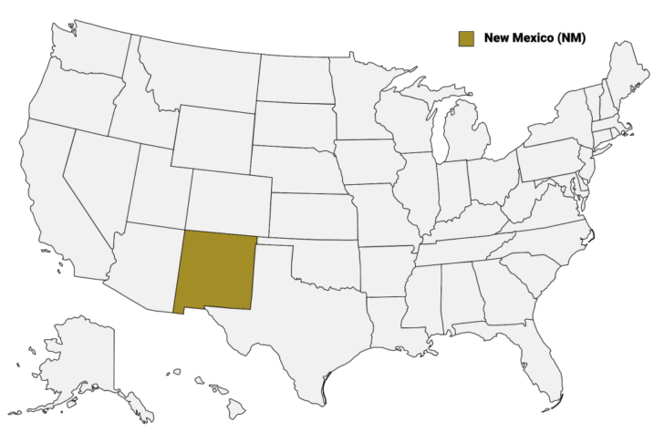 New Mexico on the Map of USA