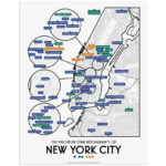 New York City 2020 Michelin Star Restaurants Map 11" X 14" Print | Map Of Michelin Star Restaurants USA