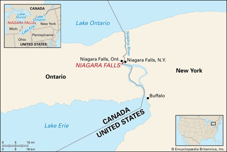 Map of Niagara Falls New York USA
