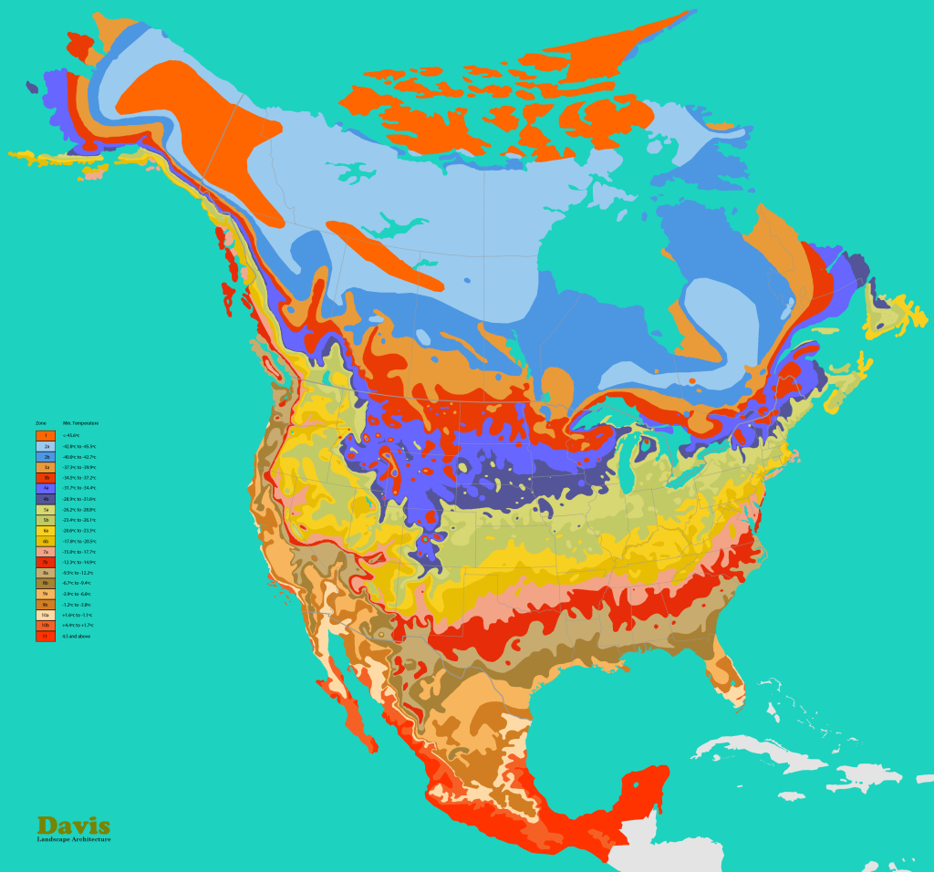 North America Hardiness Map | Landscape Architect&amp;#039;S Pages | Map of USA Planting Zones