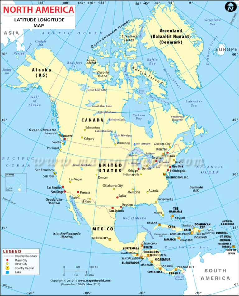 North America Latitude And Longitude Map Geographic Coordinates Map