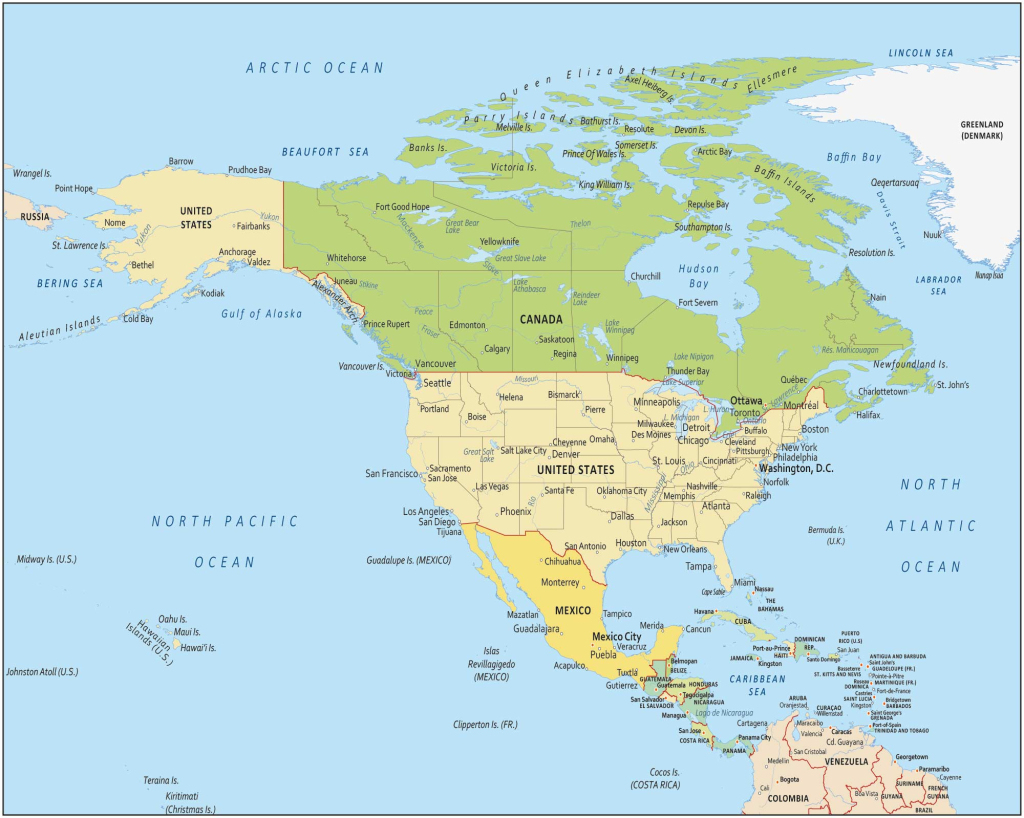 North America Map - Countries And Cities - Gis Geography | Map of USA and Surrounding Countries