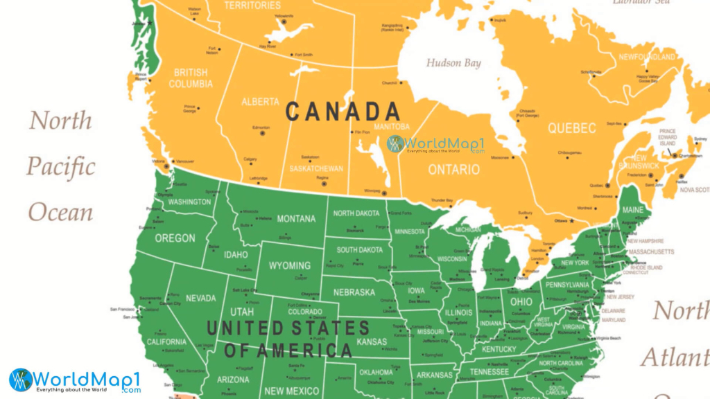 North America Maps And Countries Map 1 | Map of Northern USA and Canada